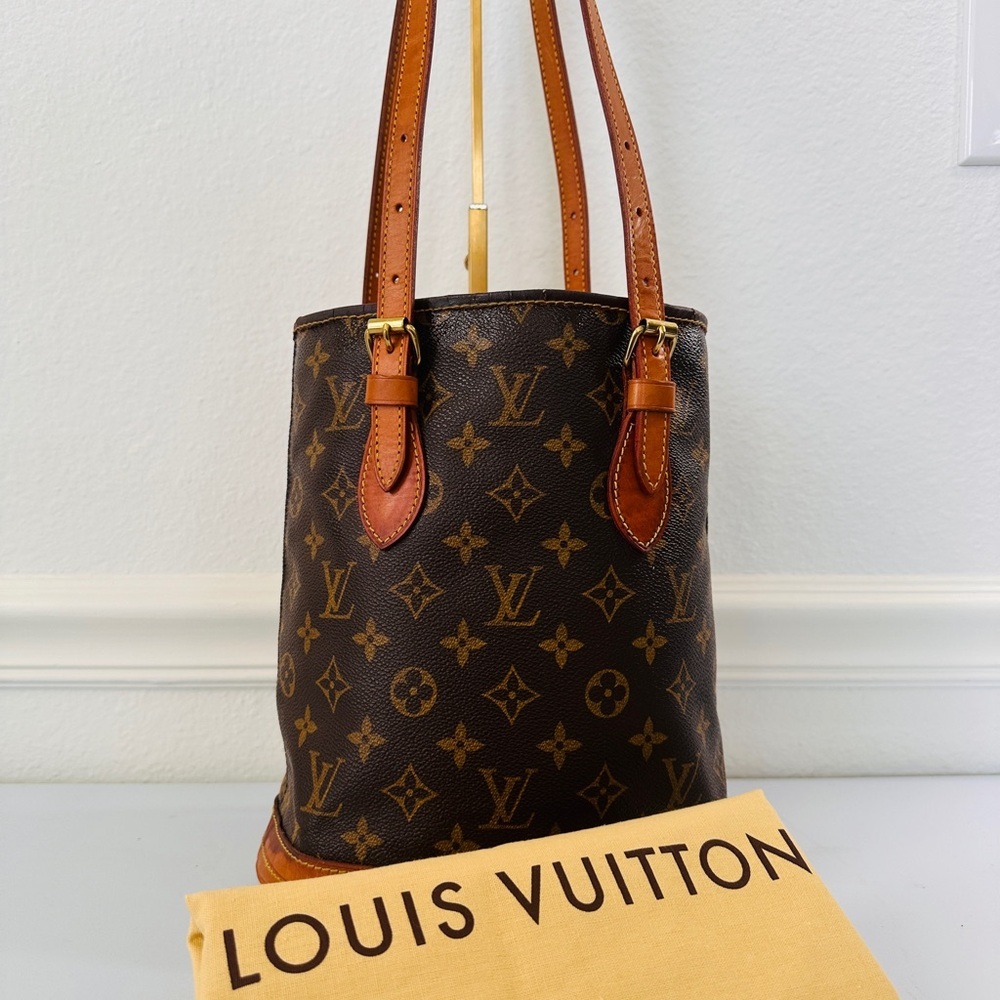 LOUIS VUITTON Monogram Shoulder Bucket Bag PM with dustbag and COA